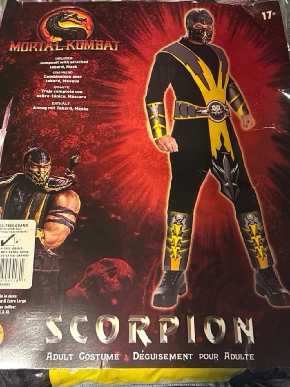 NWT Rubies Mortal Kombats Scorpion Adult Costume-XL (New in package)